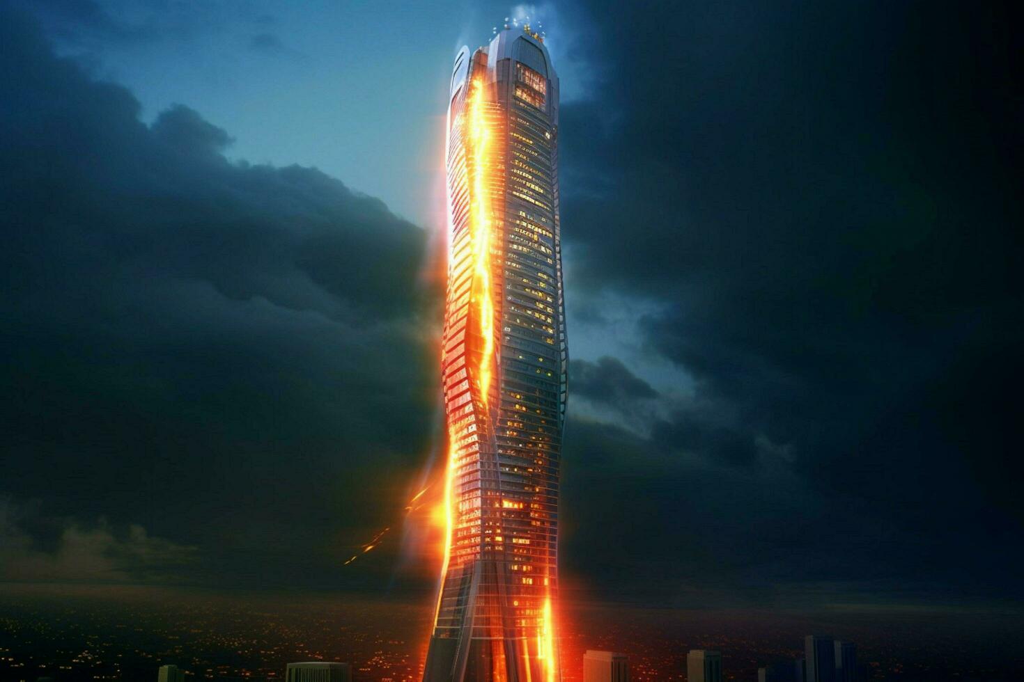 futuristic skyscraper powered by natural gas flam photo