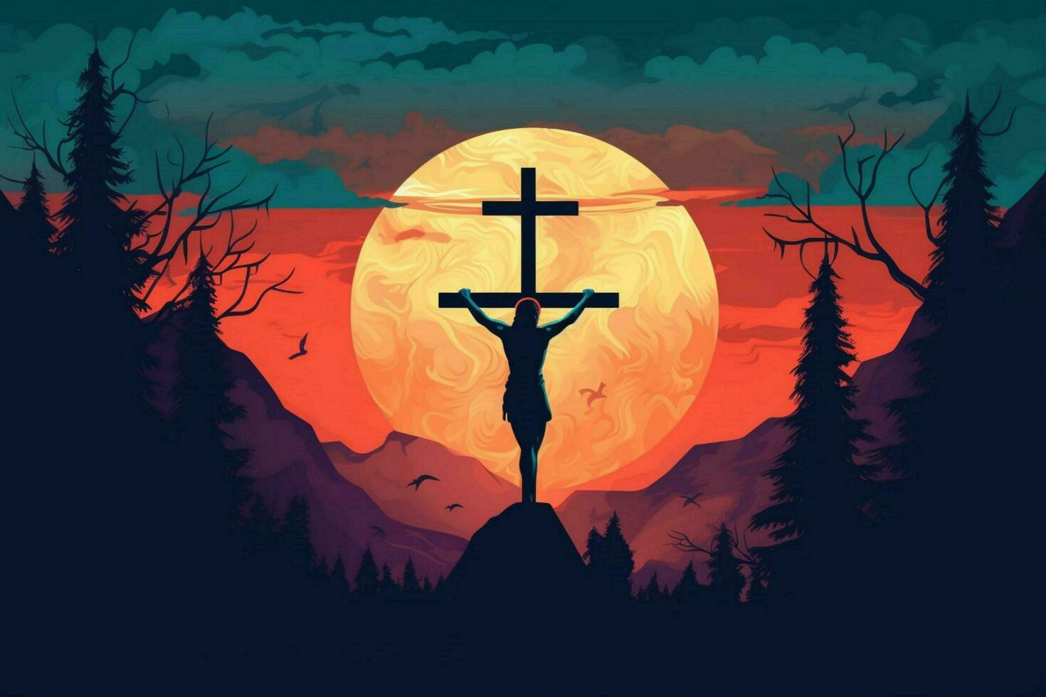 good friday background with jesus christ and cross photo