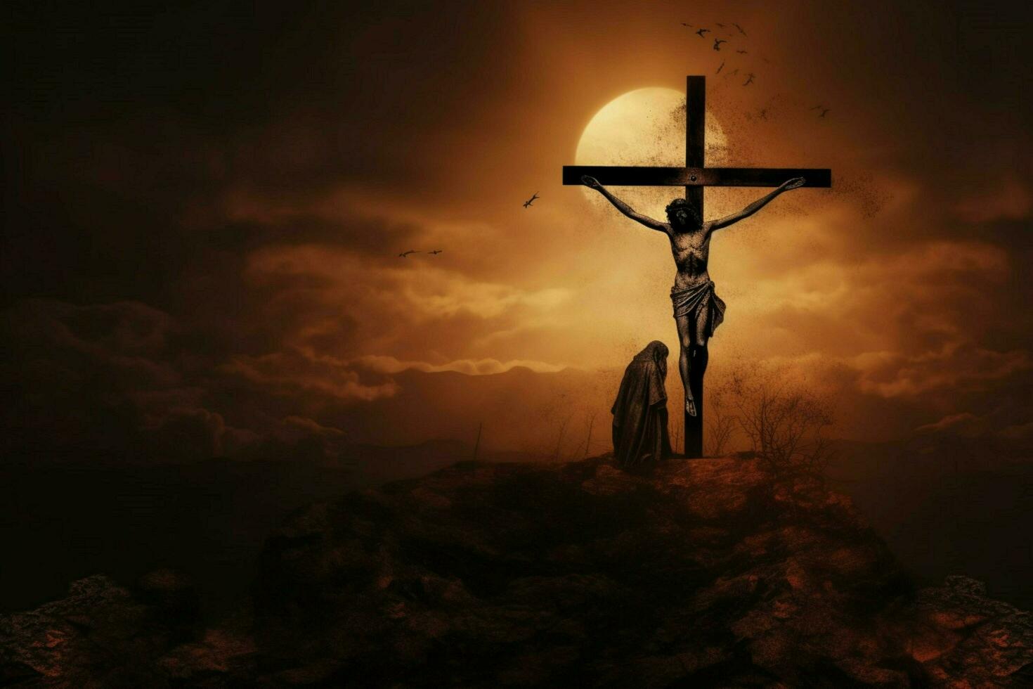 good friday background with jesus christ and cros photo