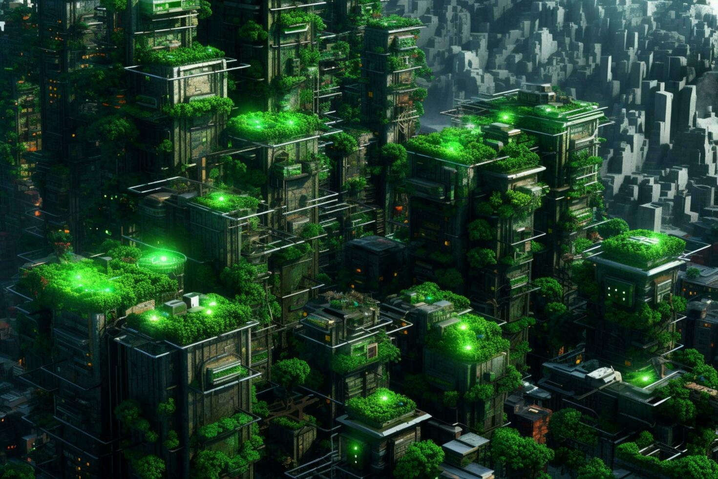 green cyber city photo