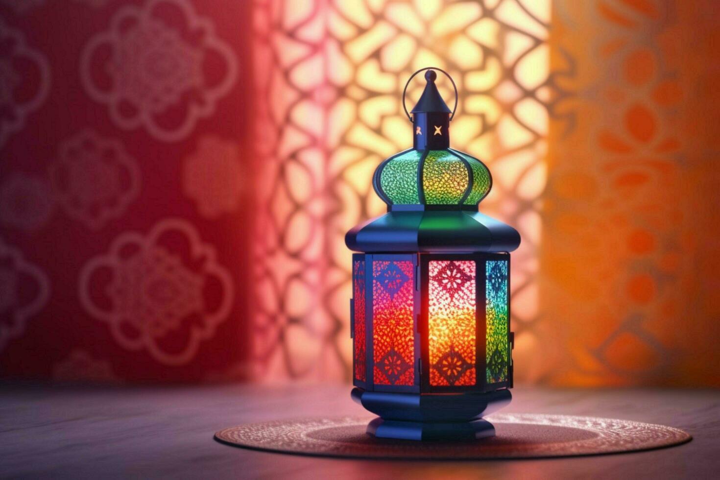 islamic lantern with colorful background for both r photo