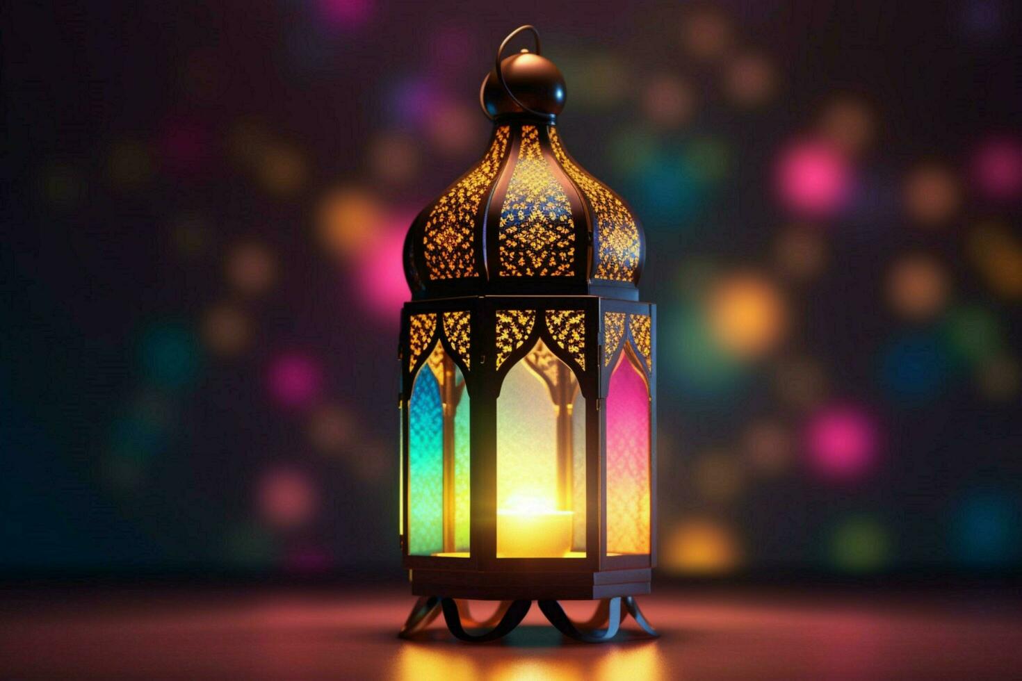 islamic lantern with colorful background for both r photo