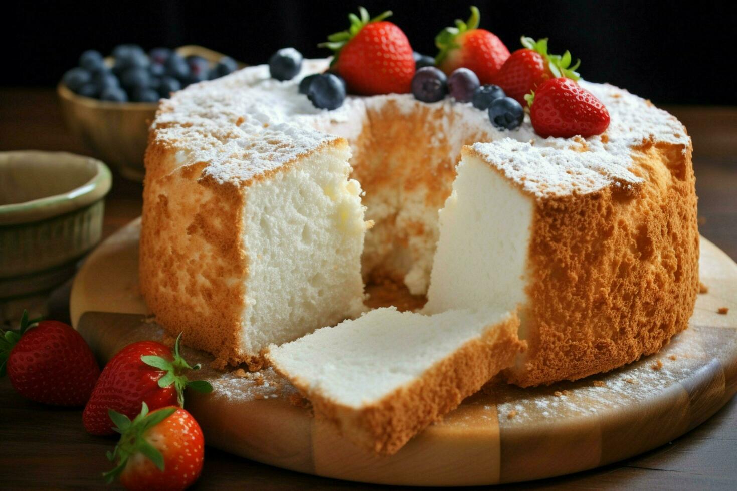 making Angel Food Cake with low sugar ingredients f photo