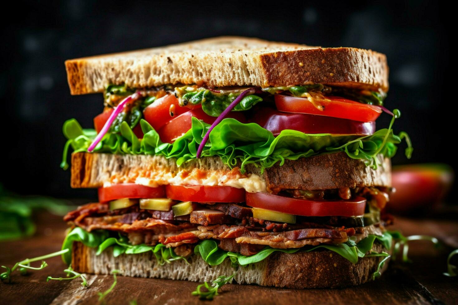 natural vegan sandwich prepared with organic and photo