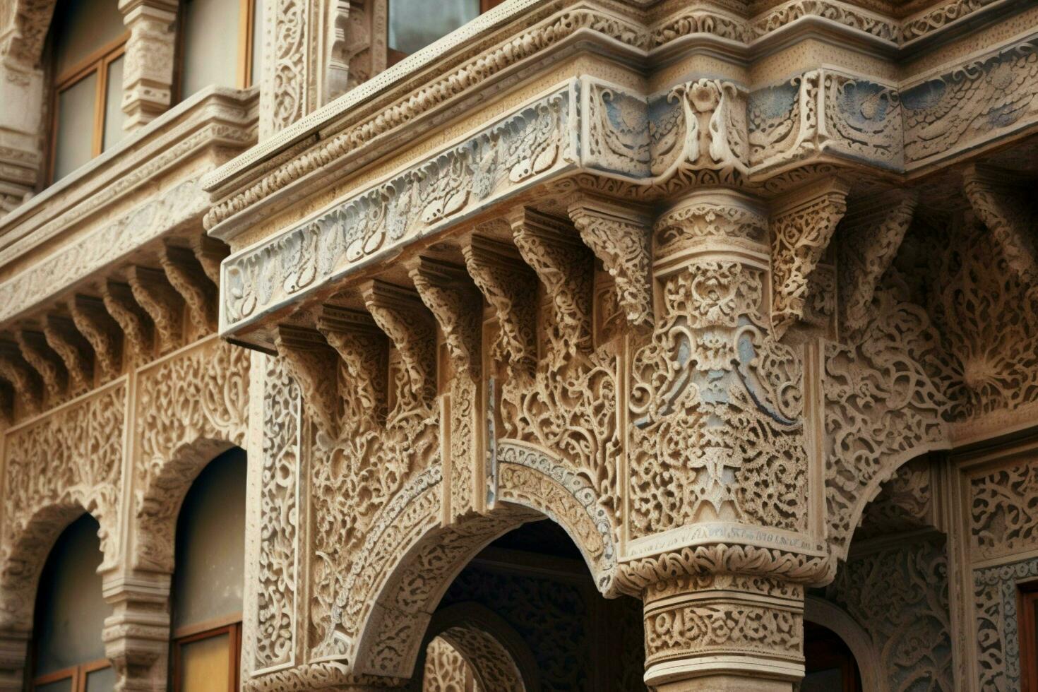 ornate decoration adorns ancient arabic style build photo