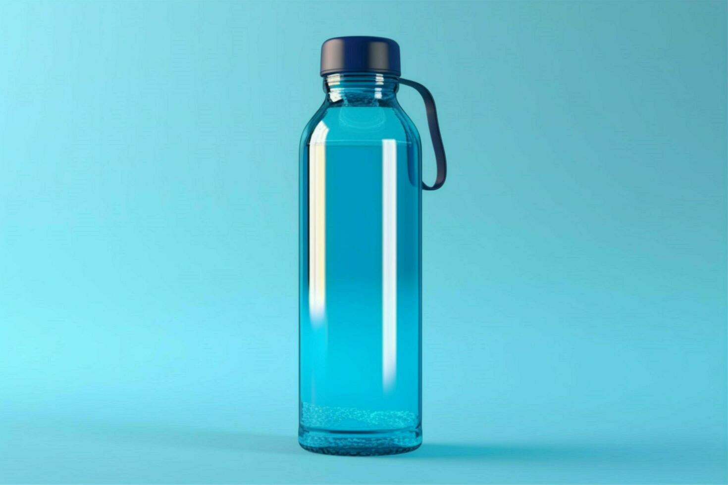 refreshing blue liquid in plastic sports bottle photo