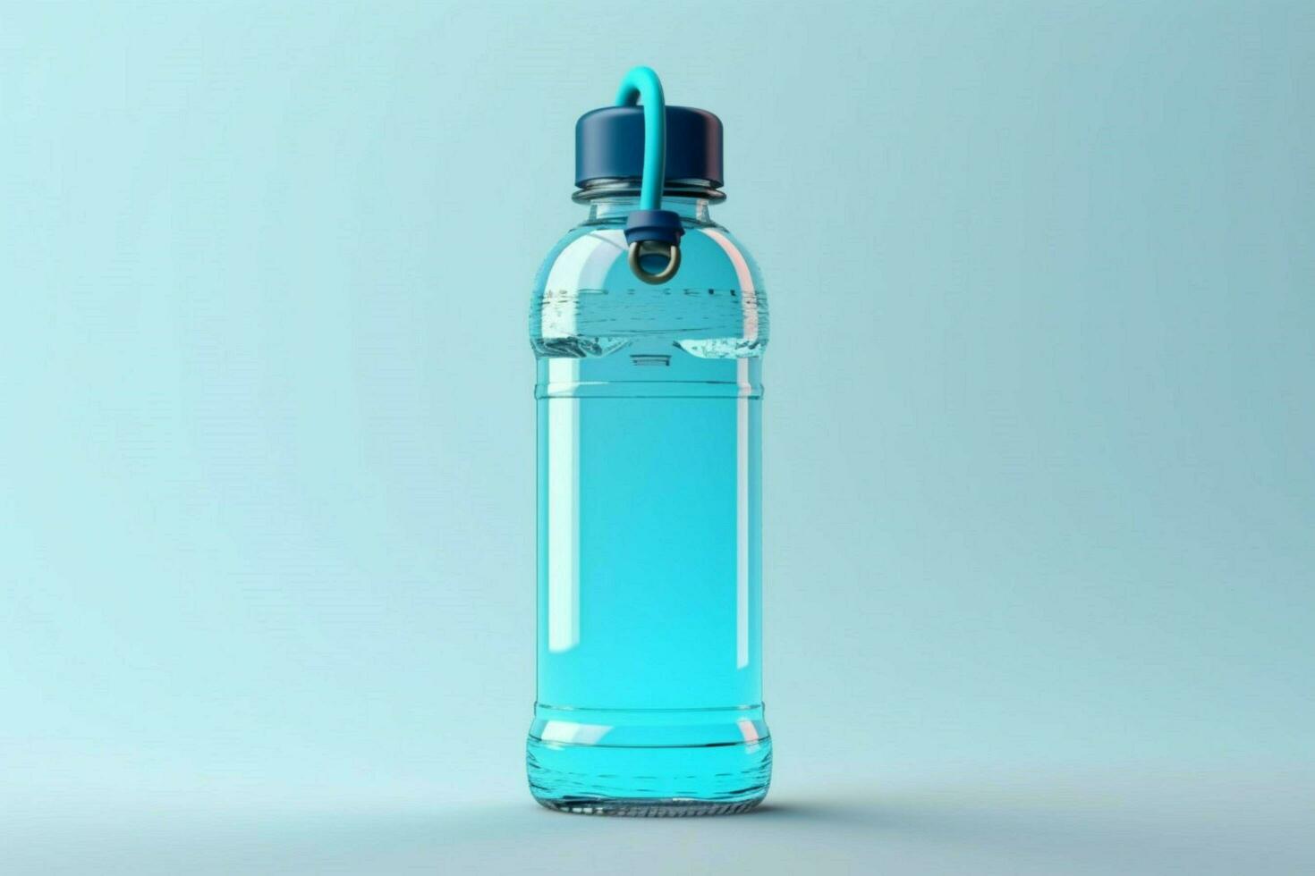 refreshing blue liquid in plastic sports bottle photo