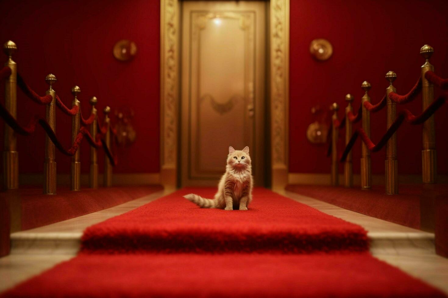 rojo alfombra para famoso gato foto