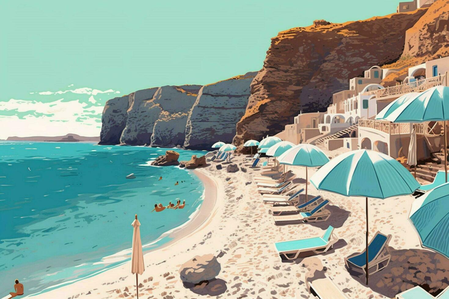 santorini beaches offer turquoise bliss illustrat photo