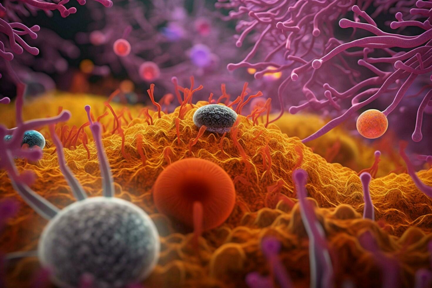 scientist analyzes bacterium with high scale magn photo