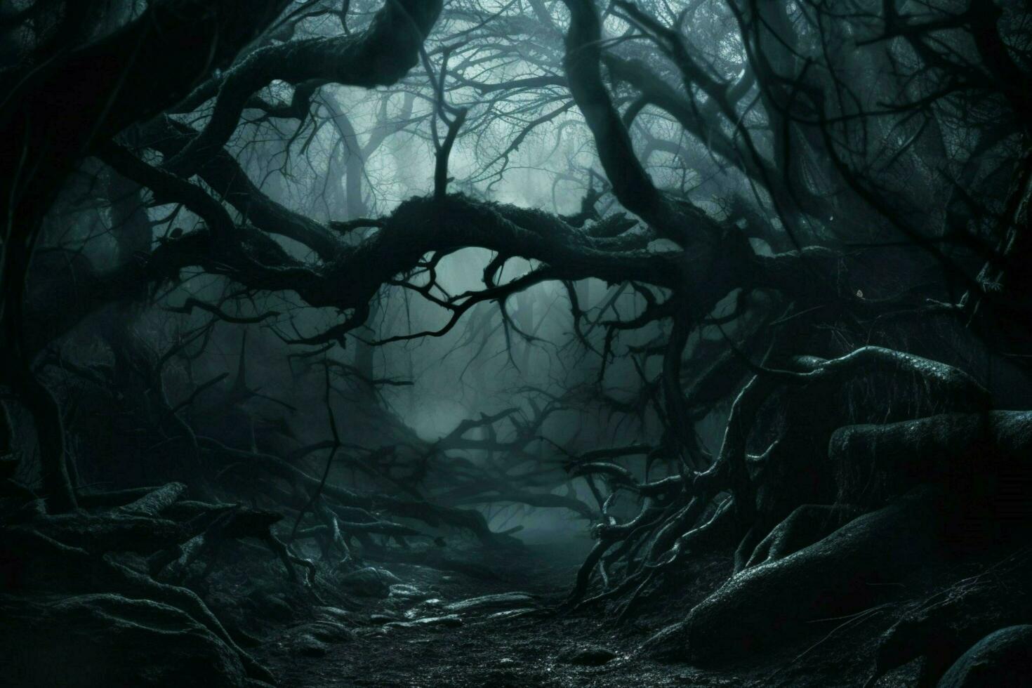 spooky forest mystery dark tree branch fantasy photo