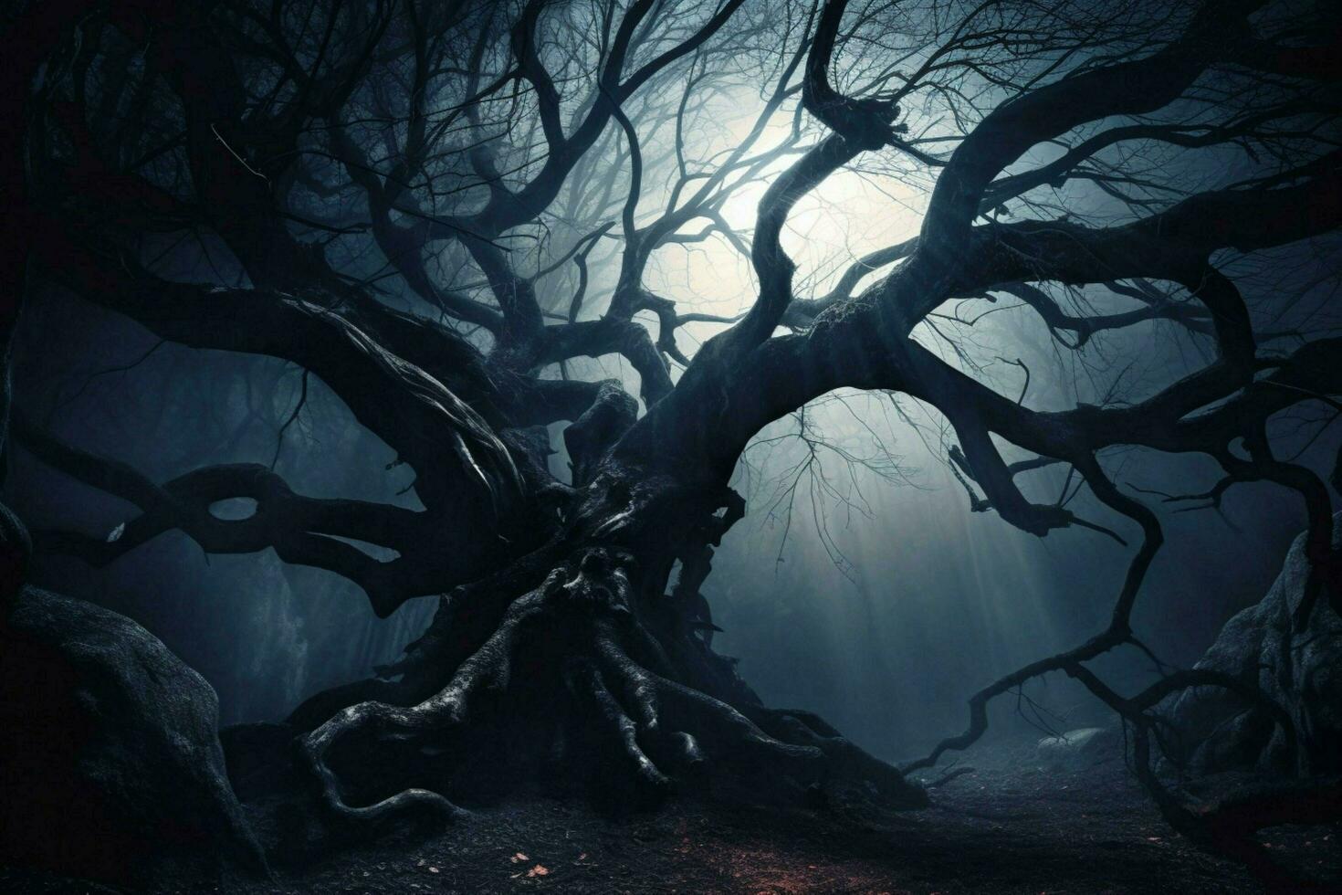 spooky forest mystery dark tree branch fantasy photo