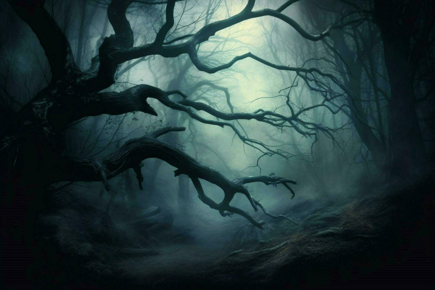 spooky forest mystery dark tree branch fantasy photo