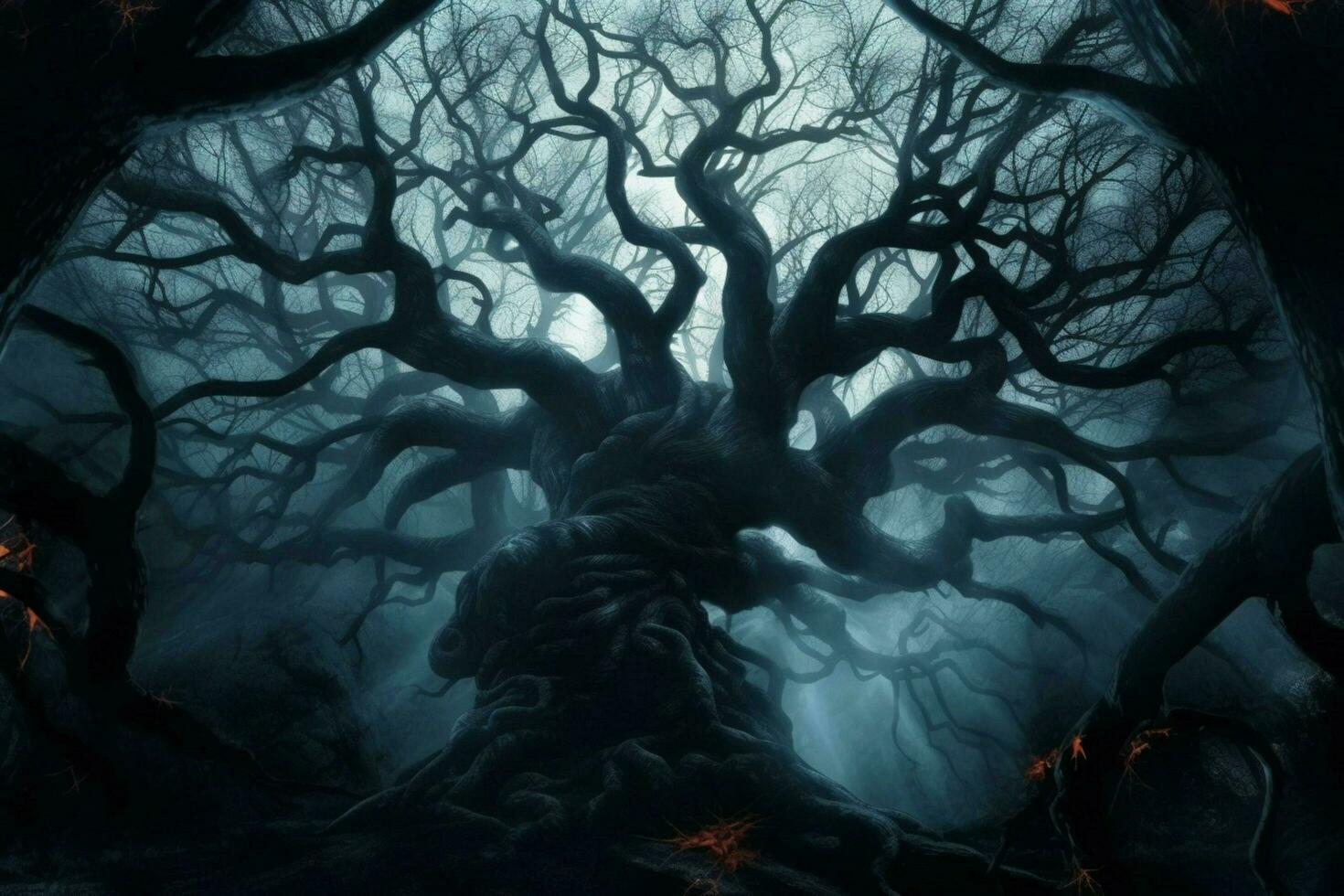 spooky forest mystery dark tree branch fantasy photo