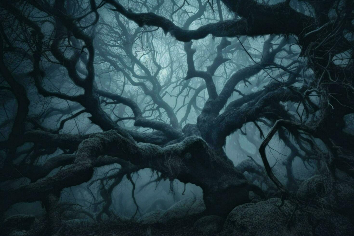 escalofriante bosque misterio oscuro árbol rama fantasía foto