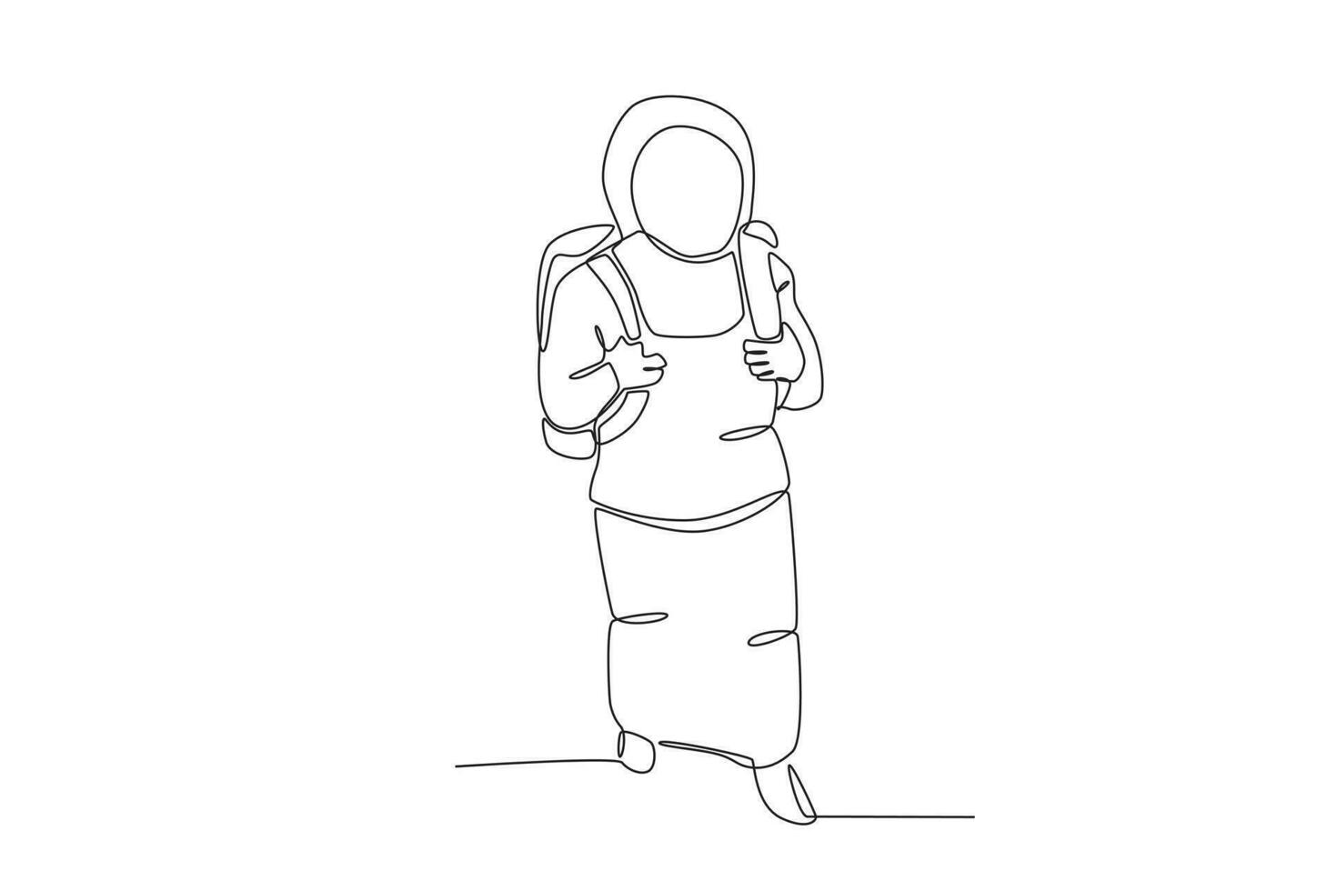 A woman walked over with her bag on her back vector