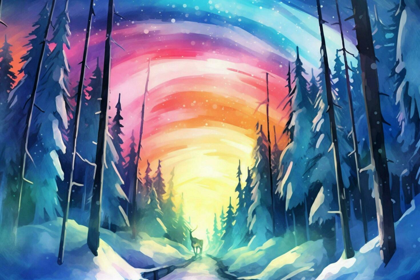 the illustration depicts a nordic aurora borealis photo