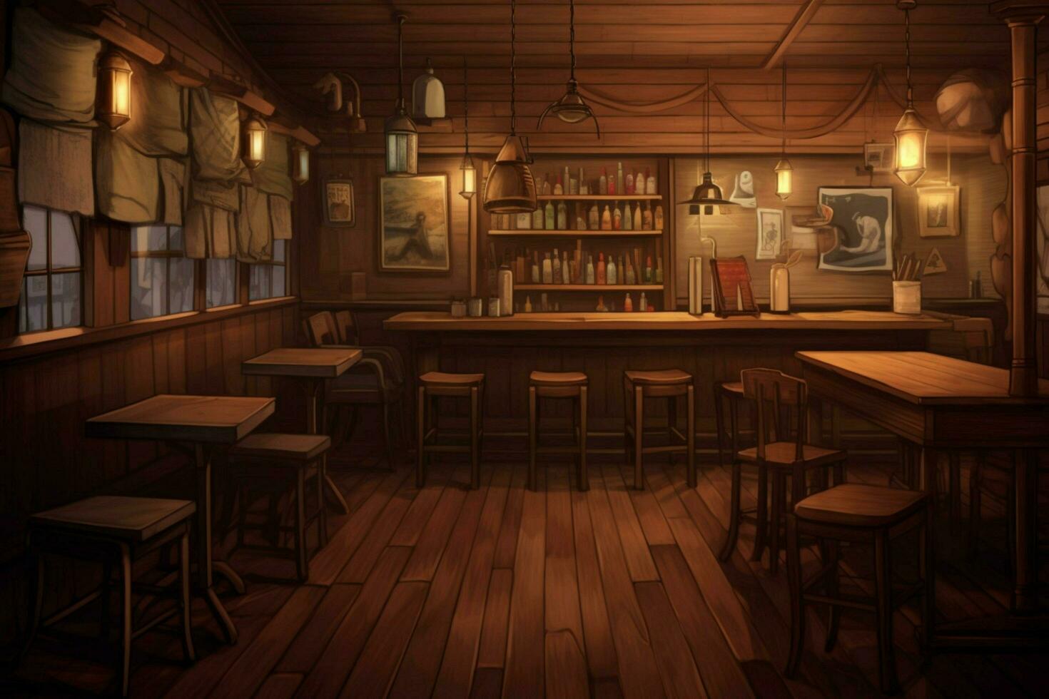 el pub tiene un de madera mesa como sus bar mostrador enfermo foto