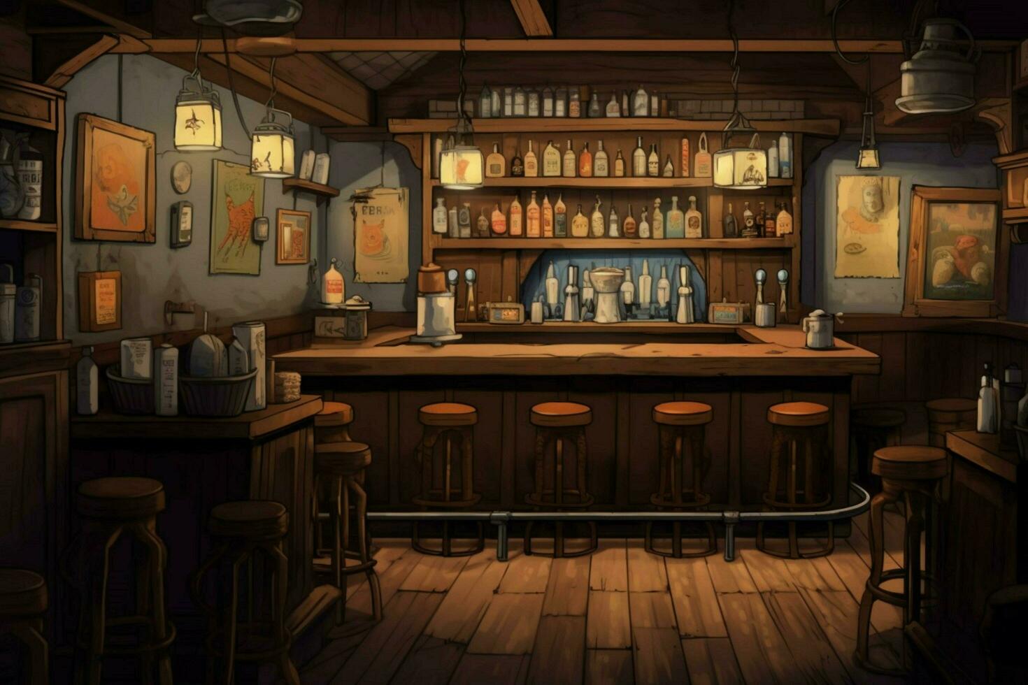 el pub tiene un de madera mesa como sus bar mostrador enfermo foto