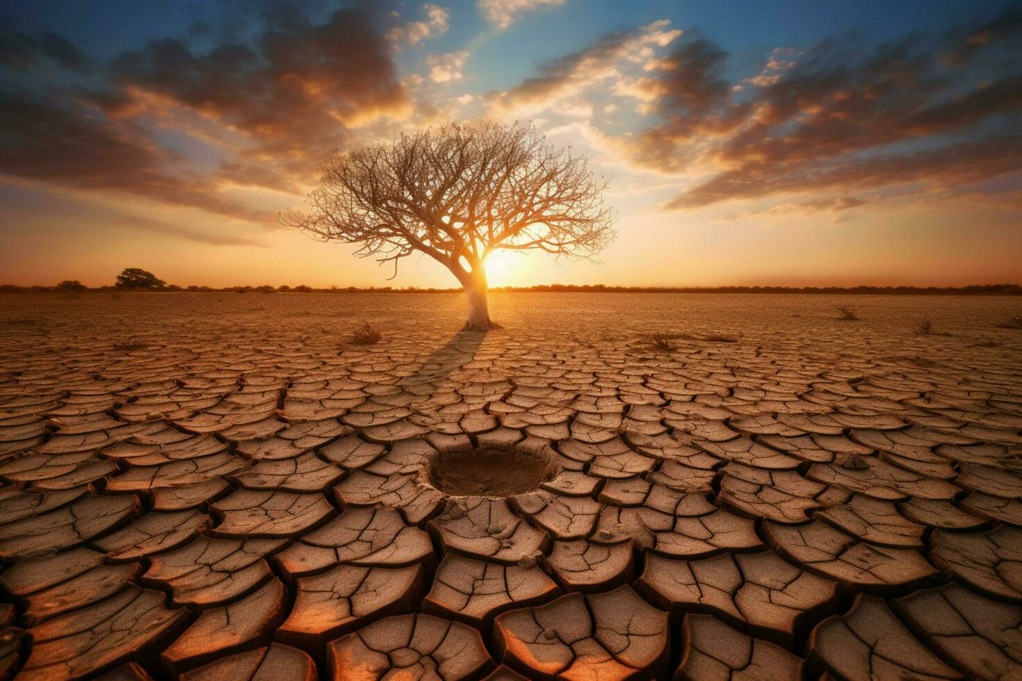 árbol crecer sequía puesta de sol foto