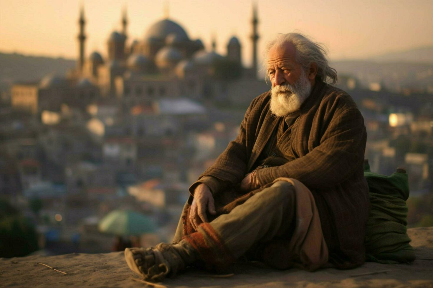 turk old man turkish city photo