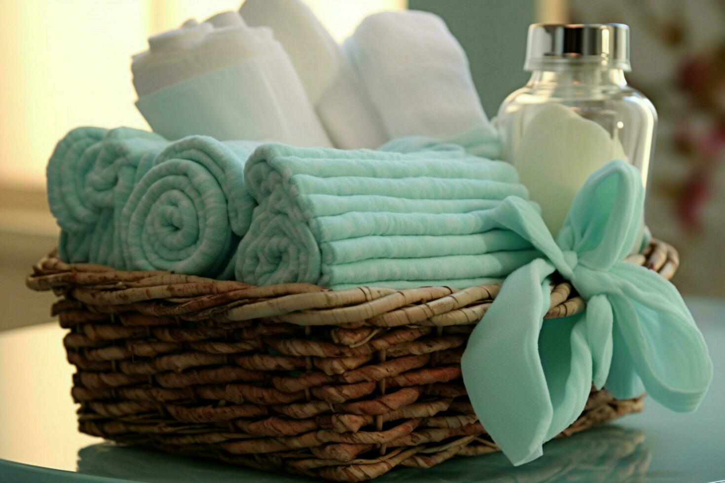 twisted towels spa basket photo