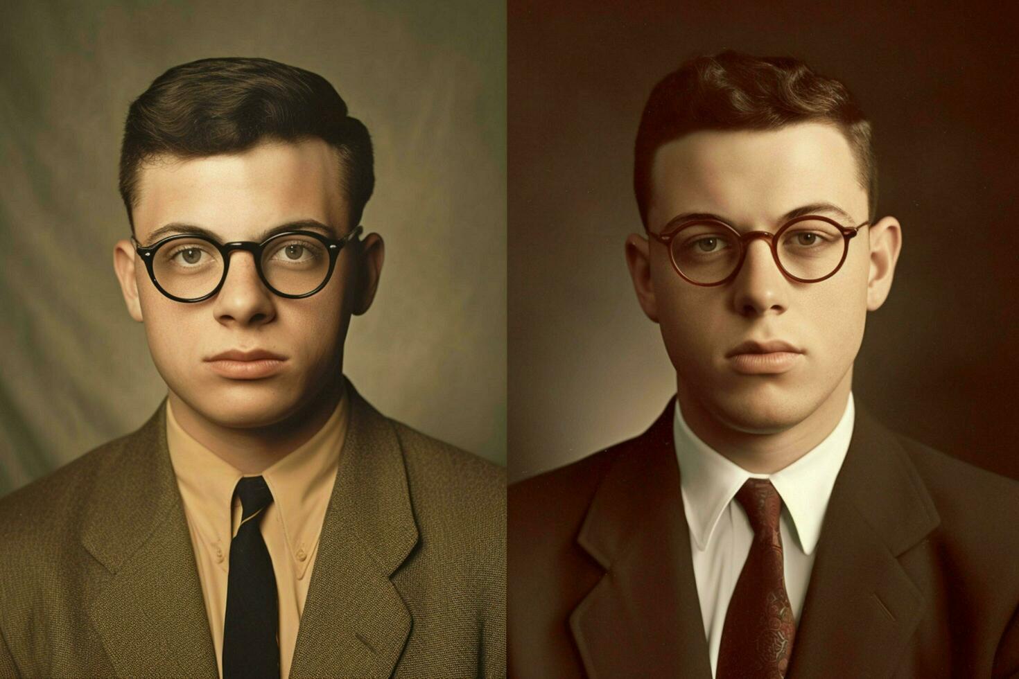 two men wearing glasses one wearing a tie and the photo