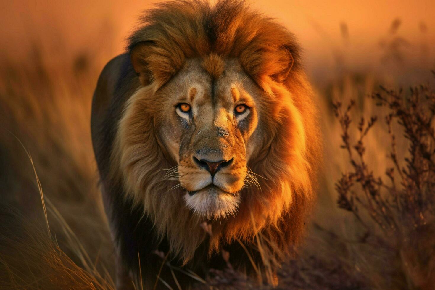 view of lion in the wild photo