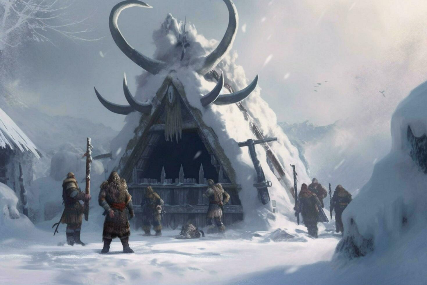 viking man snow settlement photo