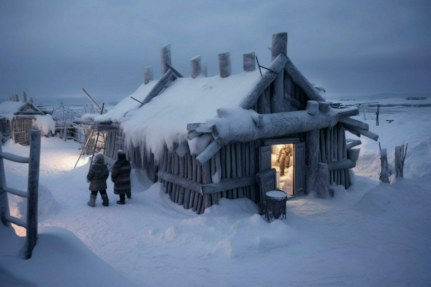 viking man snow settlement photo