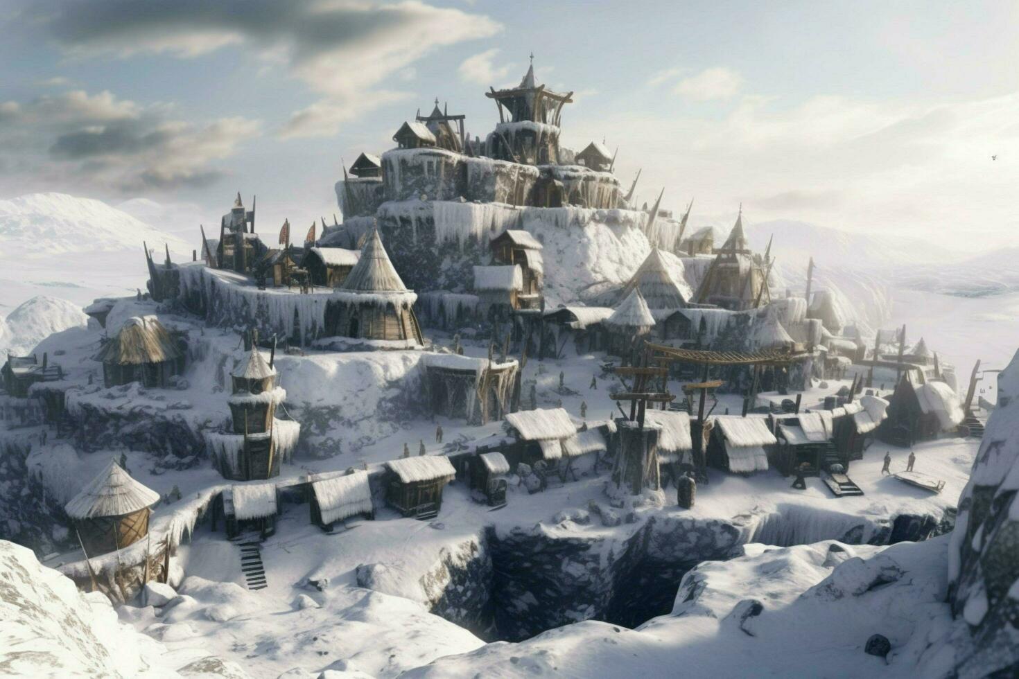 viking man snow settlement photo