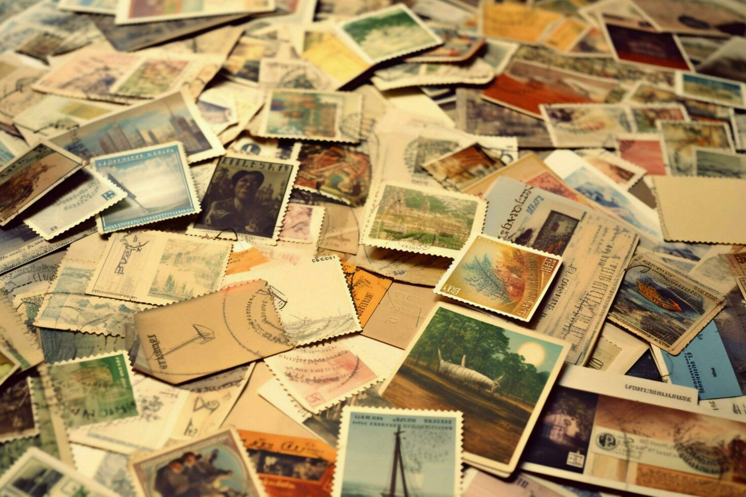 vintage postcards and stamps collected photo