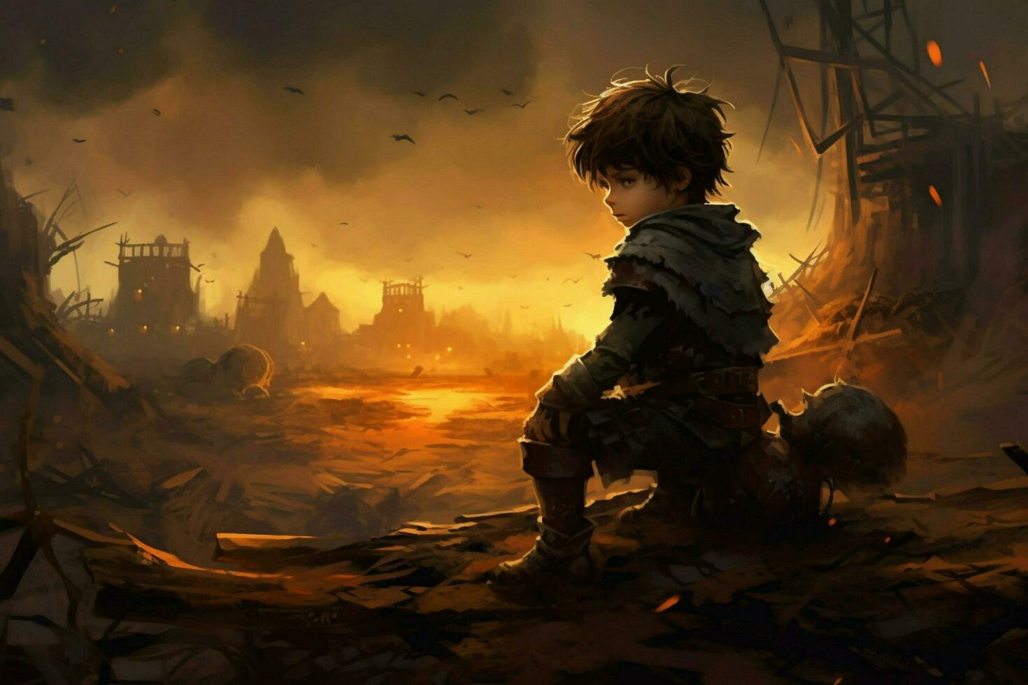 warrior child art gaming fictional world photo