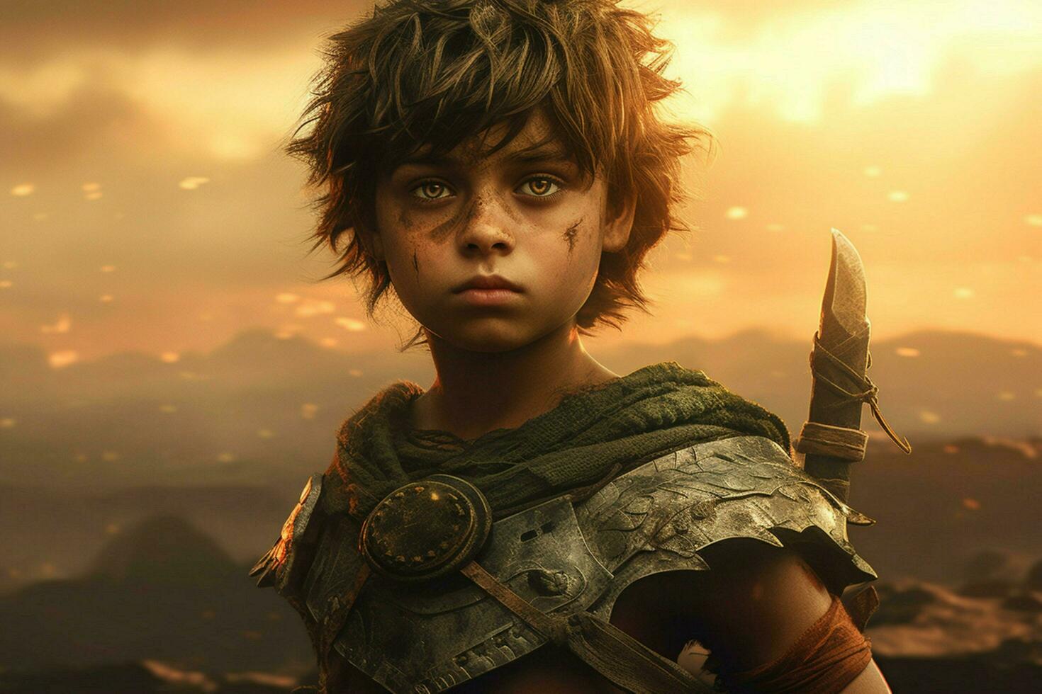 warrior child art gaming fictional world photo