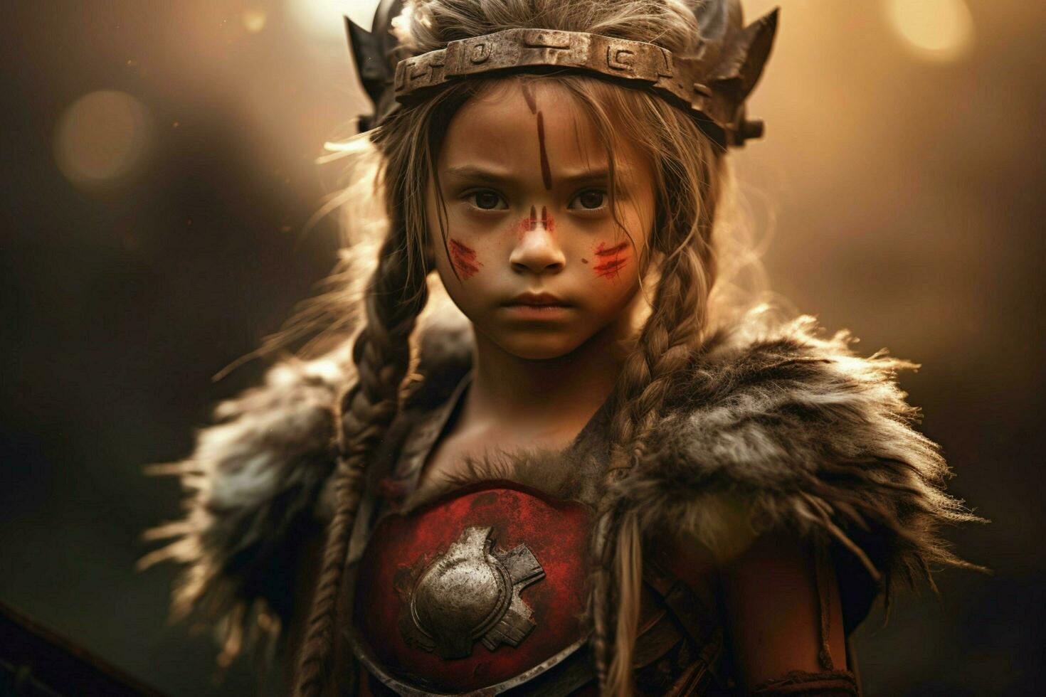 warrior child girl gaming fictional world photo