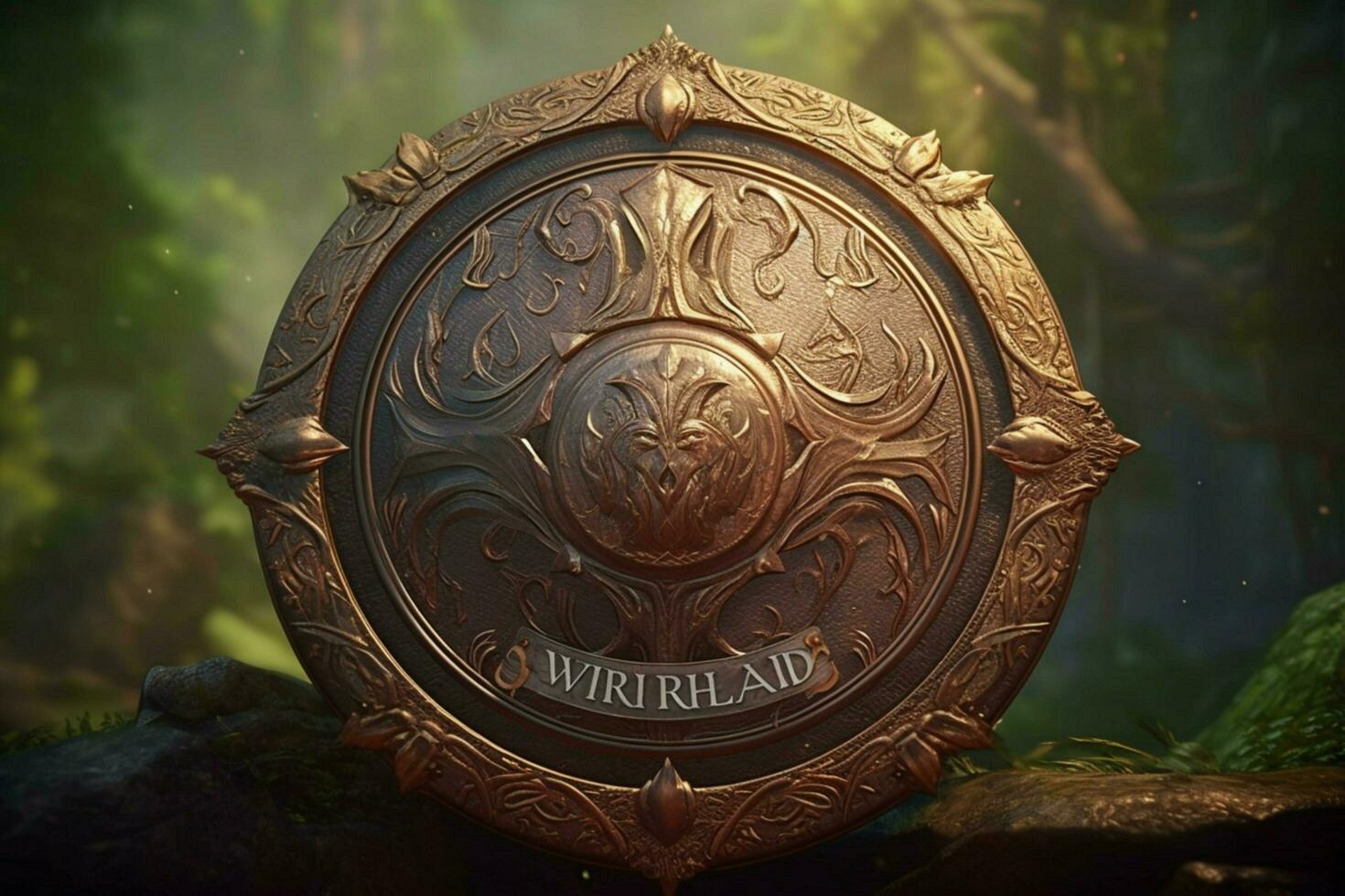 warrior round shield gaming fictional world photo