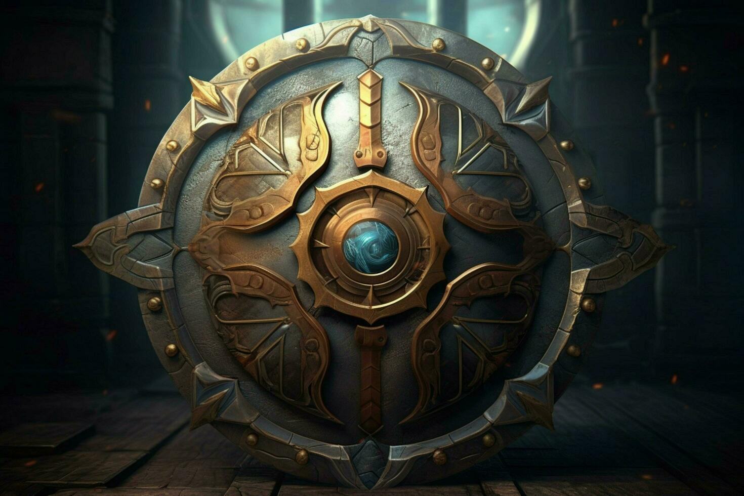 warrior round shield gaming fictional world photo