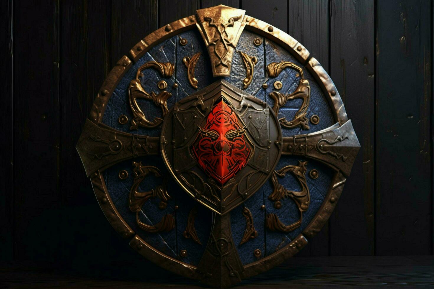 warrior round shield gaming fictional world photo