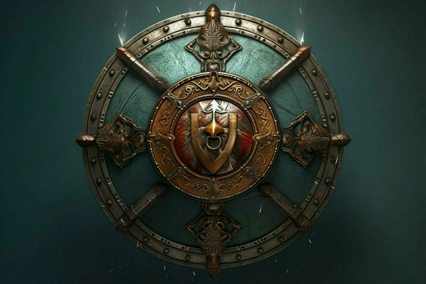 warrior round shield gaming fictional world photo