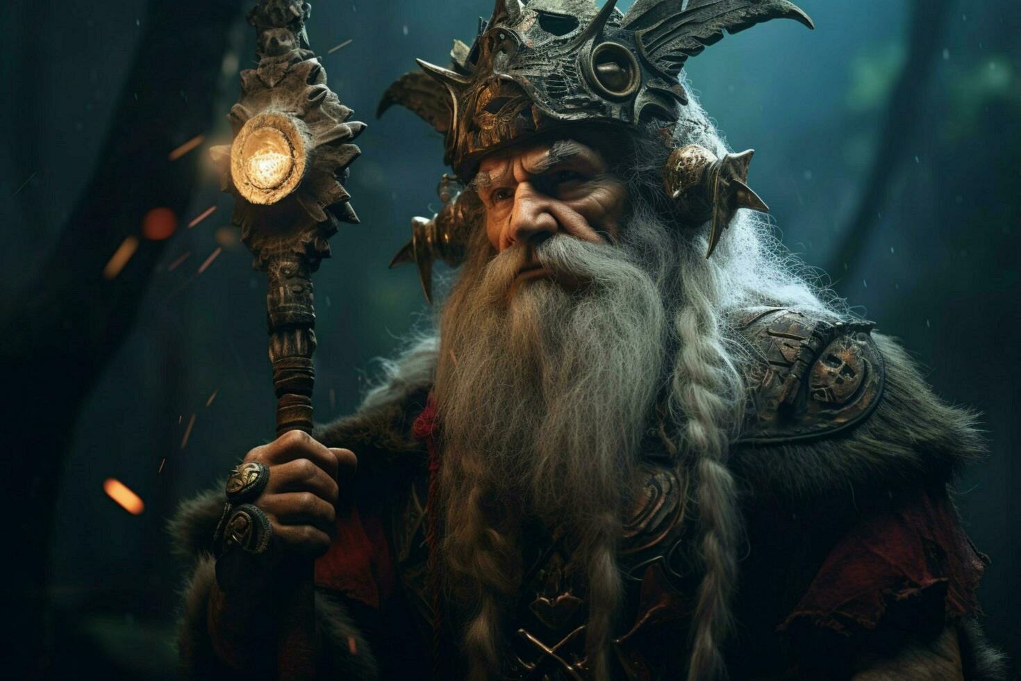 warrior senior man gaming fictional world photo