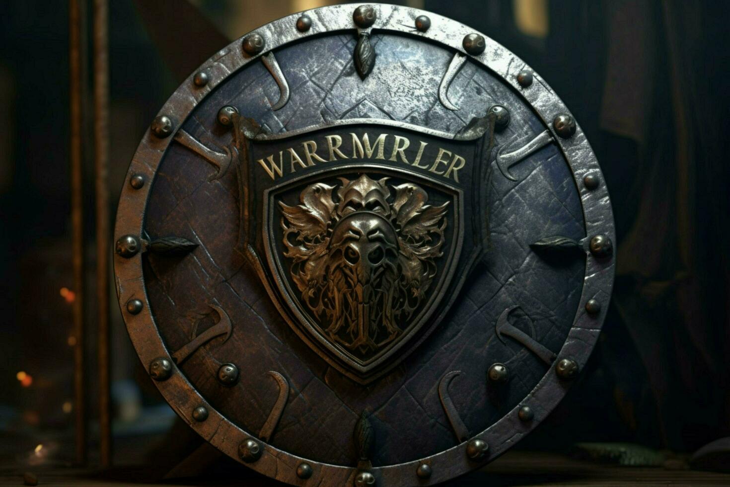 warrior round shield gaming fictional world photo