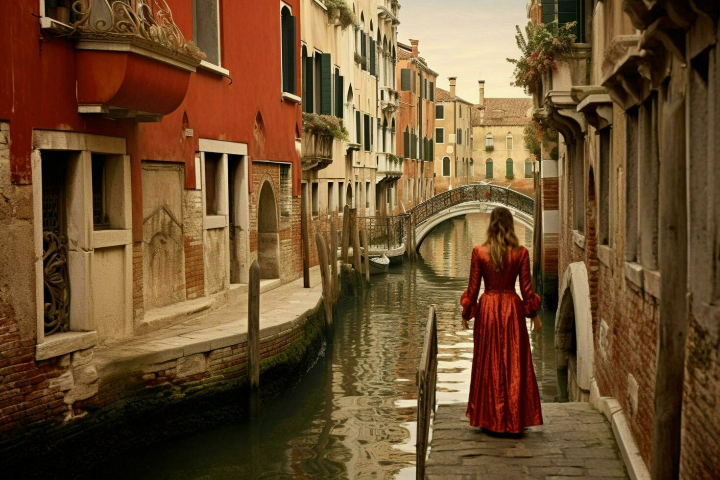 woman old venice view photo