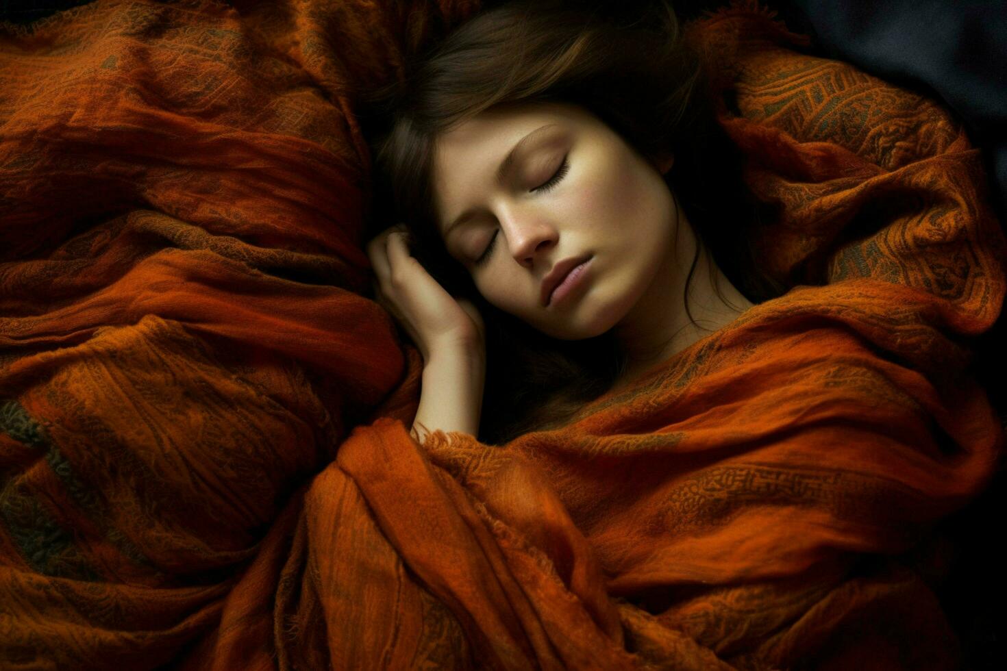 woman warm blanket sleep photo
