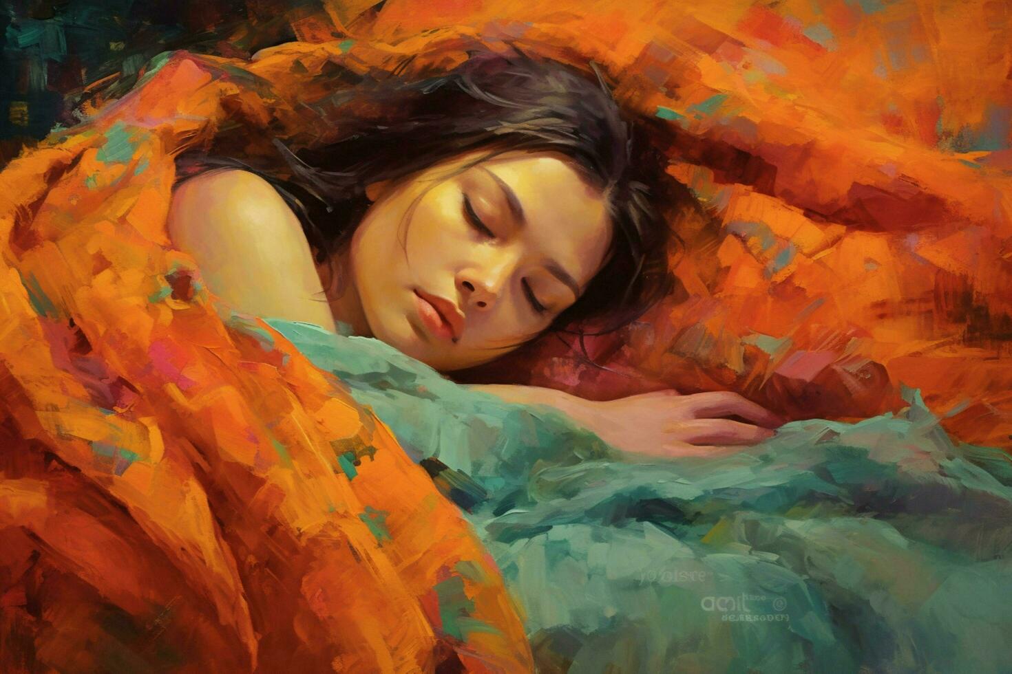 woman warm blanket sleep photo