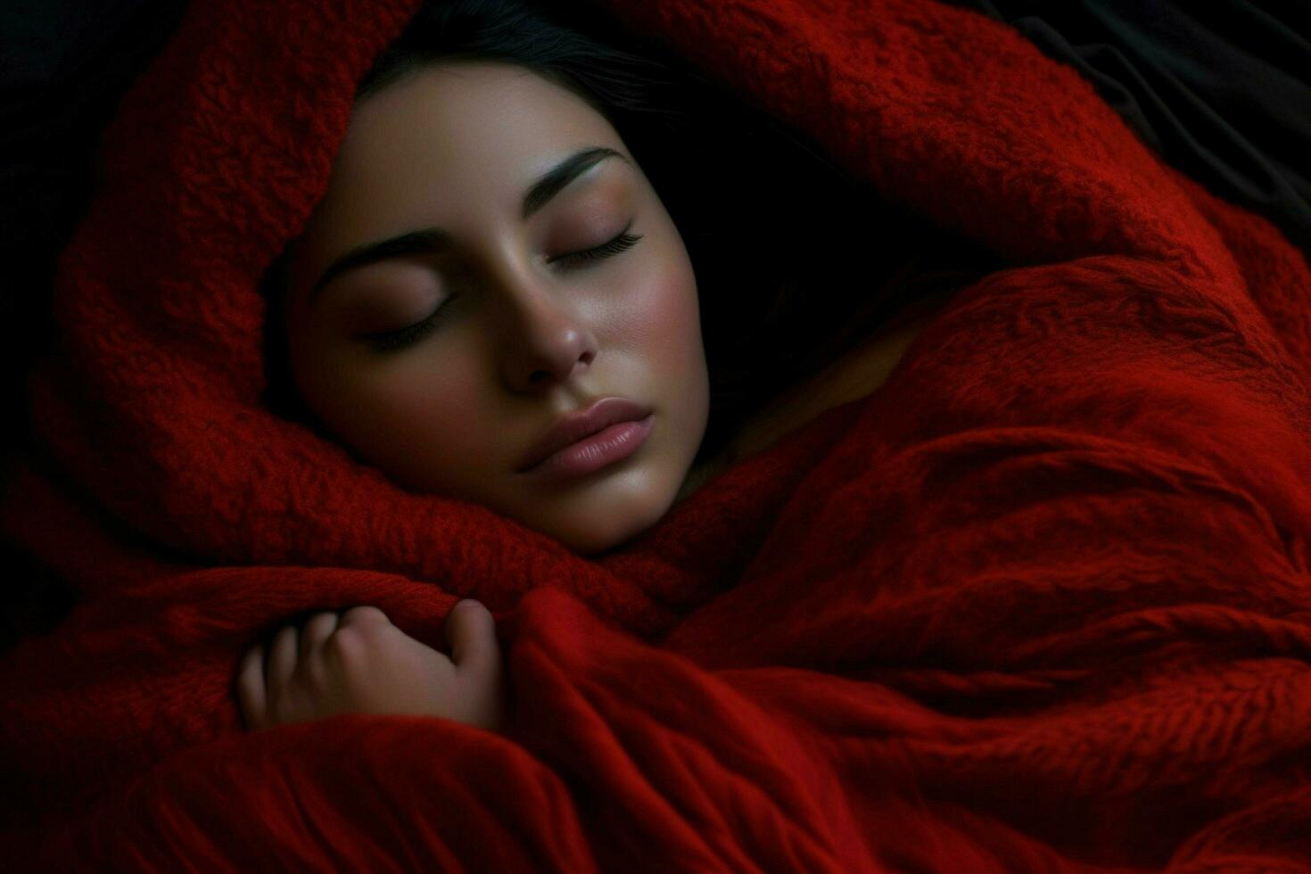 woman warm blanket sleep photo