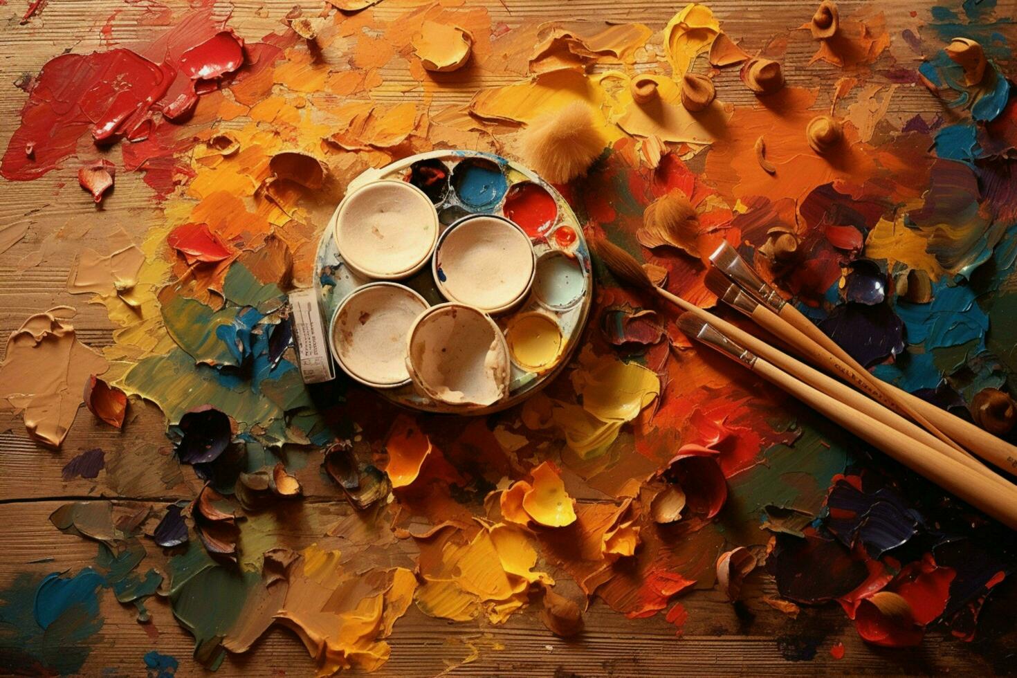 wooden oil palette paint photo