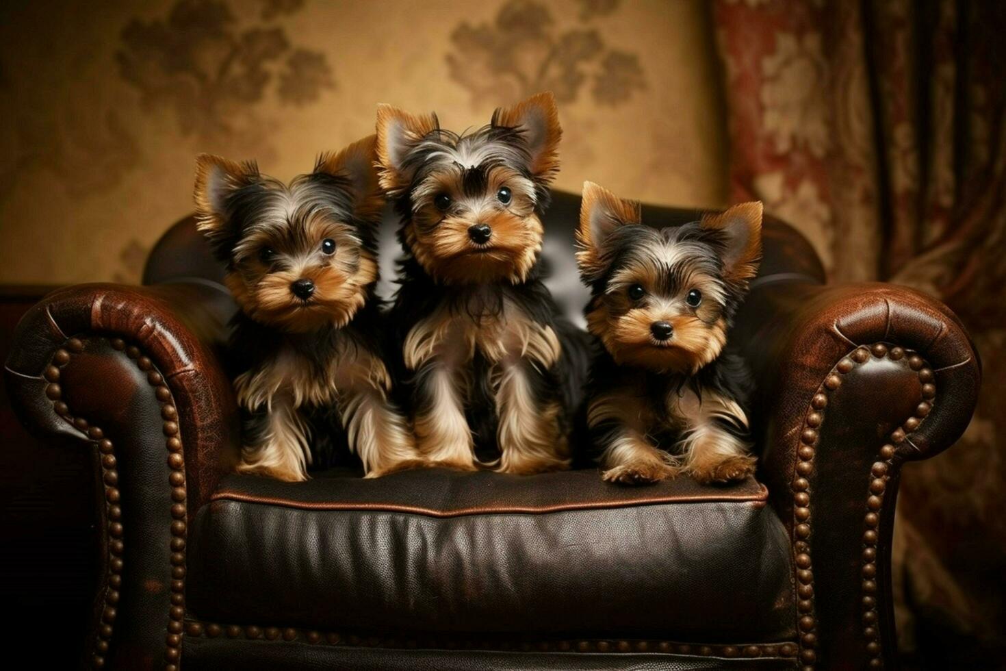 yorkshire terrier dog puppies group photo