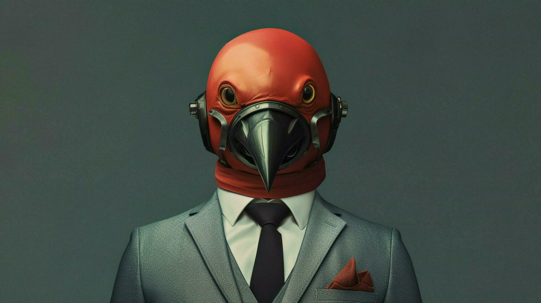 a bird with a red head and a black head is standi photo