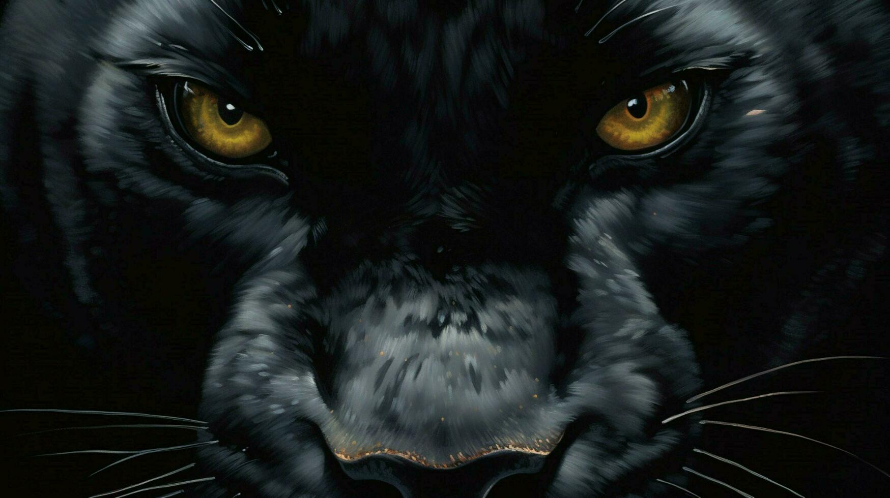 a black panthers eyes up close on black illustration photo