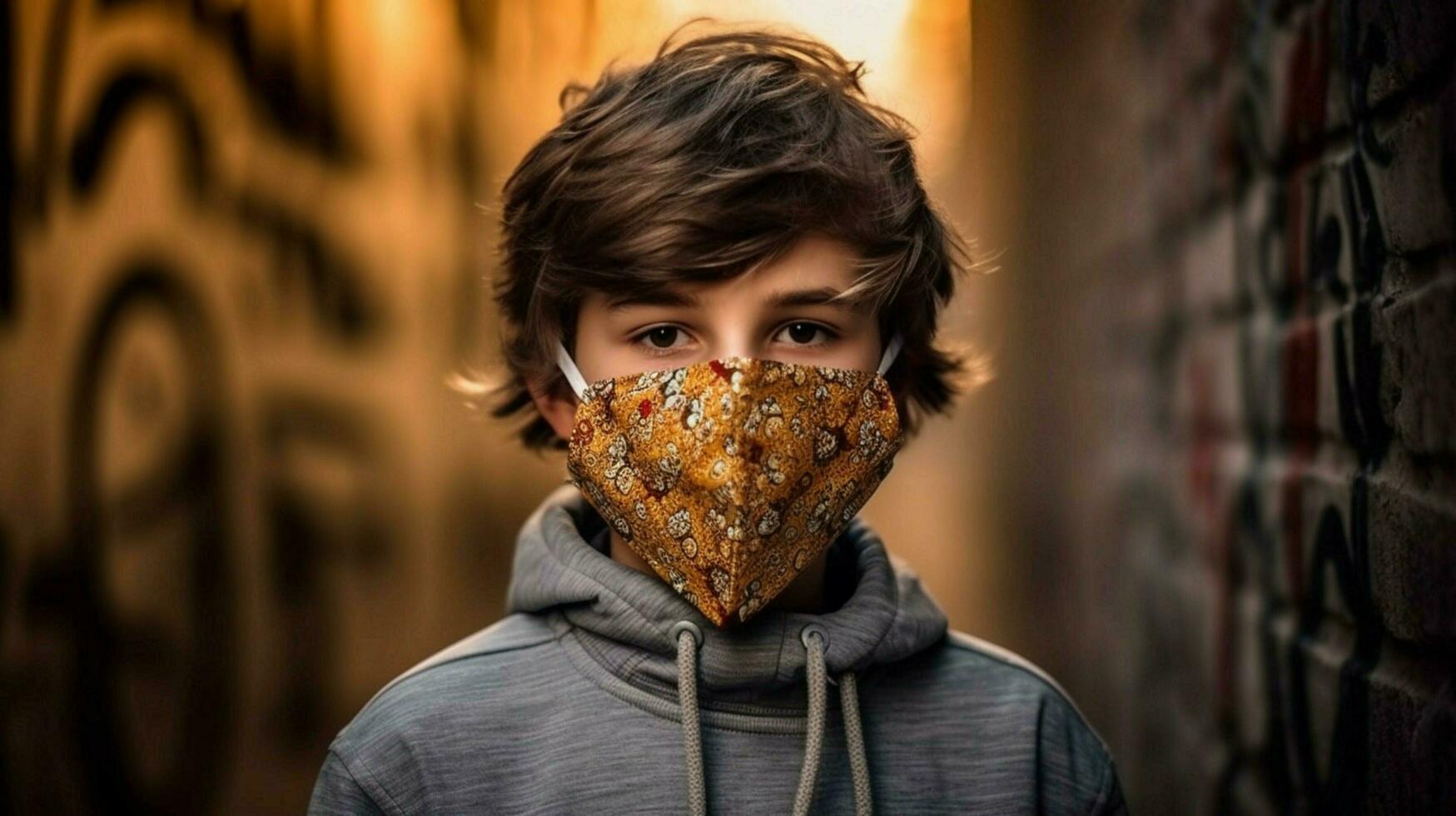 a boy wearing protective mask covid 19 mask wearing photo